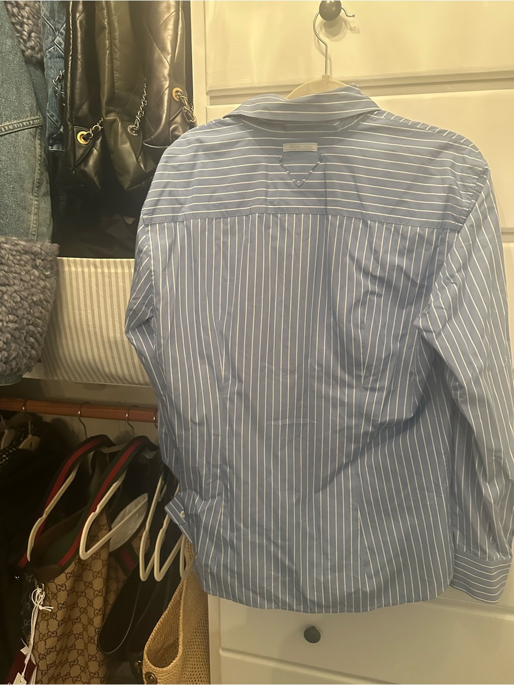 Blue Striped woMen’s Button-Up Shirt - Classic Dress Shirt - Picture 5 of 5